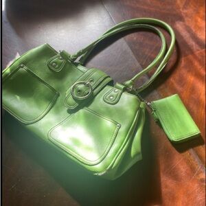 Nine & Co. Lime Green Leather Satchel with Coin Purse